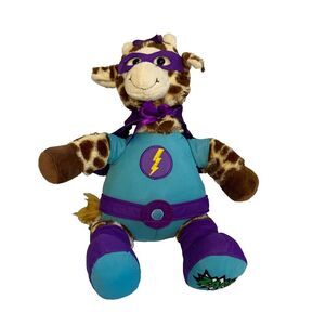 Cuddle Barn Talking Gigi Giraffe Superhero Blue Stuffed Animal Plush  17 inches
